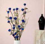 新款蓝玫瑰PU花干花假花 客厅落地花艺 装饰花仿真花