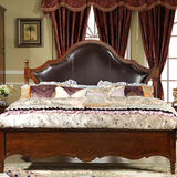 美式真皮软包实木雕花双人床1.5米1.8米定制卧室组合家具小户型