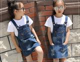 夏季儿童牛仔背带裙韩版 女童背心吊带裙百搭 中小学生童装短裙子