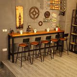 铁艺靠墙休闲咖啡厅水吧酒吧台 家用长条实木桌吧桌高脚吧台桌椅