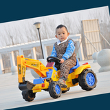 新款儿童电动挖掘机可坐可骑挖土机脚踏工程车玩具充电推土机遥控