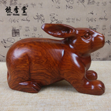 花梨木雕兔子摆件 红木整木雕刻十二生肖兔子工艺制品 缅甸花梨木