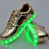 新款灯鞋USB充电板鞋LED发光七彩亮灯鞋土豪金韩版潮流学生街舞鞋