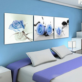 装饰画客厅现代无框画卧室床头三联画壁画简约花卉蓝色妖姬玫瑰