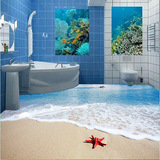 3D立体地贴 浴室卫生间地板革客厅过道走廊地板画 地中海沙滩海边