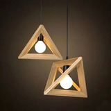 简约现代木质创意橡木复古吧台咖啡馆实木三角 吊灯木艺飞梭吊灯