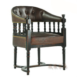 现货美式实木软包餐椅做旧法式欧式单人餐椅酒店咖啡厅新古典椅子