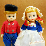 美国亚历山大古董娃娃1960年代荷兰男孩女孩一对 配件齐全状态好