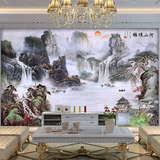 中式山水画风景墙纸水墨国画3D定制壁画客厅会议室电视背景墙壁纸