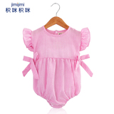 婴儿连体衣服女宝宝新生儿哈衣0-1岁3个月纯棉衣6短袖三角爬夏装