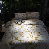 欧式60支长绒棉贡缎四件套纯棉美式印花简约纯色床单式床上用品