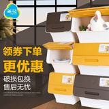 茶花收纳箱塑料有盖储物箱婴儿衣服整理箱玩具零食化妆品收纳盒子
