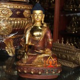 藏传佛教 国产精品仿尼泊尔 半鎏金纯铜佛像 释迦摩尼佛 10寸