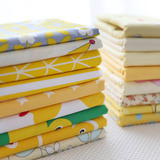 斜纹纯棉棉布宝宝布料宝宝婴儿桌布纯棉床品服装面料 黄色布组