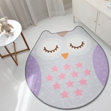 韩国进口家纺代购OWL猫头鹰婴幼儿童房卡通圆形地垫地毯120×145