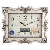 丽盛欧式高档长方形挂钟现代时尚创意静音钟表古典石英钟客厅挂钟