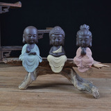 陶瓷佛像风化木工艺品紫砂西方三圣如来观音地藏王菩萨家居小摆件