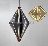 流金新款北欧设计师样板房个性创意钻石菱形LED钢化玻璃餐厅吊灯