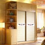 现代推门拉移门宜家板式衣柜 整体2两门非实木衣橱 组装卧室家具