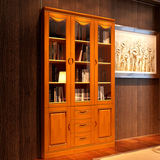 简约现代实木书柜 书房储物组装带门三门3门5门办公室木质大书架