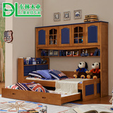 儿童家具地中海多功能衣柜床组合床全实木美式乡村带书桌子母床