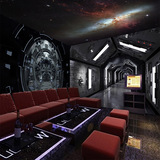 科幻宇宙飞船机械墙纸延伸空间壁画饭店主题包间网咖KTV酒吧壁纸