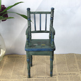 特价 手工彩绘原木做旧高脚椅 拍摄道具椅 迷你家居娃娃椅0.3kg