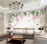 复古3d电视背景墙纸壁画 欧式手绘花卉沙发背景壁纸 创意油画壁纸