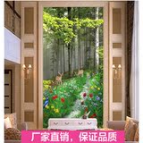 3D立体壁画竖版玄关过道走廊背景墙纸壁纸画森林自然风景延伸空间