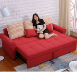 客厅小户型多功能折叠双人位卧室两用2米三人位可拆洗布艺沙发床