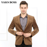 YARNBOSS男装 中年男士商务休闲修身款条绒灯芯绒西服 西装男外套