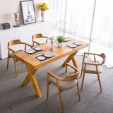 欧洲简约现代实木餐桌长方形书桌餐桌椅组合小户型休闲泡茶桌饭桌