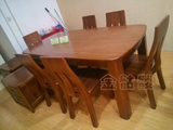 核桃木胡桃木全实木餐桌饭桌椅组合一桌六椅1.8米弧形餐台超大