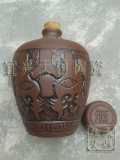 宜兴陶瓷  紫砂款5斤双面脸谱 酒坛 酒瓶（木塞）陶盖，整箱起售