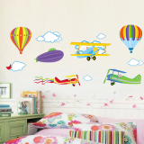 沃雅 儿童房卧室背景幼儿园装饰三代可移除墙贴 热气球飞机GZ6607