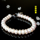 天然珍珠手串8-9MM白色粉色紫色韩版时尚单圈手链