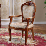 欧式餐椅 洽谈接待椅 麻将椅实木橡木雕花扶手椅桌子茶楼椅书桌椅