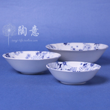 日本进口有古窑青花手绘陶瓷餐具拉面汤盆深菜盘沙拉碗满138包邮