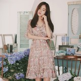 夏季女装新款 韩国代购Milkcocoa正品 韩版优雅印花雪纺连衣裙