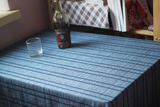 蓝色格子餐桌布 新款台布耐用盖布简约外贸加花边沙发巾可定做