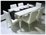 特价 不锈钢雕花钢化玻璃餐桌 时尚简约大理石餐厅家具餐桌椅组合