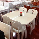 包邮爆花大理石可伸缩餐桌椅组合白色方桌实木烤漆椭圆形折叠桌子