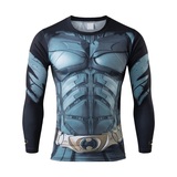 超级英雄蝙蝠侠运动紧身男士长袖3DT恤特价包邮