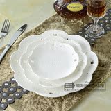 厂家直销纯白色陶瓷盘子欧式浮雕镂空碟子蛋糕盘子甜点下午茶包邮