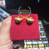 香港专柜代购六福珠宝黄金金猴耳钉，耳环