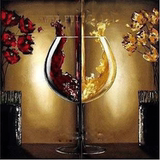 手绘油画欧式现代家居饰品客厅餐厅竖装饰画红酒瓶杯静物组合挂画