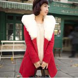 2013冬装新款 韩版时尚甜美保暖女装奢华大毛领呢大衣外套
