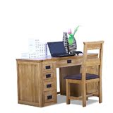 书桌整装美式乡村实木笔记本橡木办公桌书房写字台台式电脑桌新款
