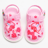 【天天特价】宝宝布凉鞋男女1-3软底包头夏学步鞋婴儿儿童叫叫鞋
