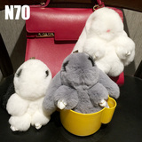 N70高端定制 獭兔毛超萌水貂小兔子皮草挂件装死兔包包钥匙扣挂饰